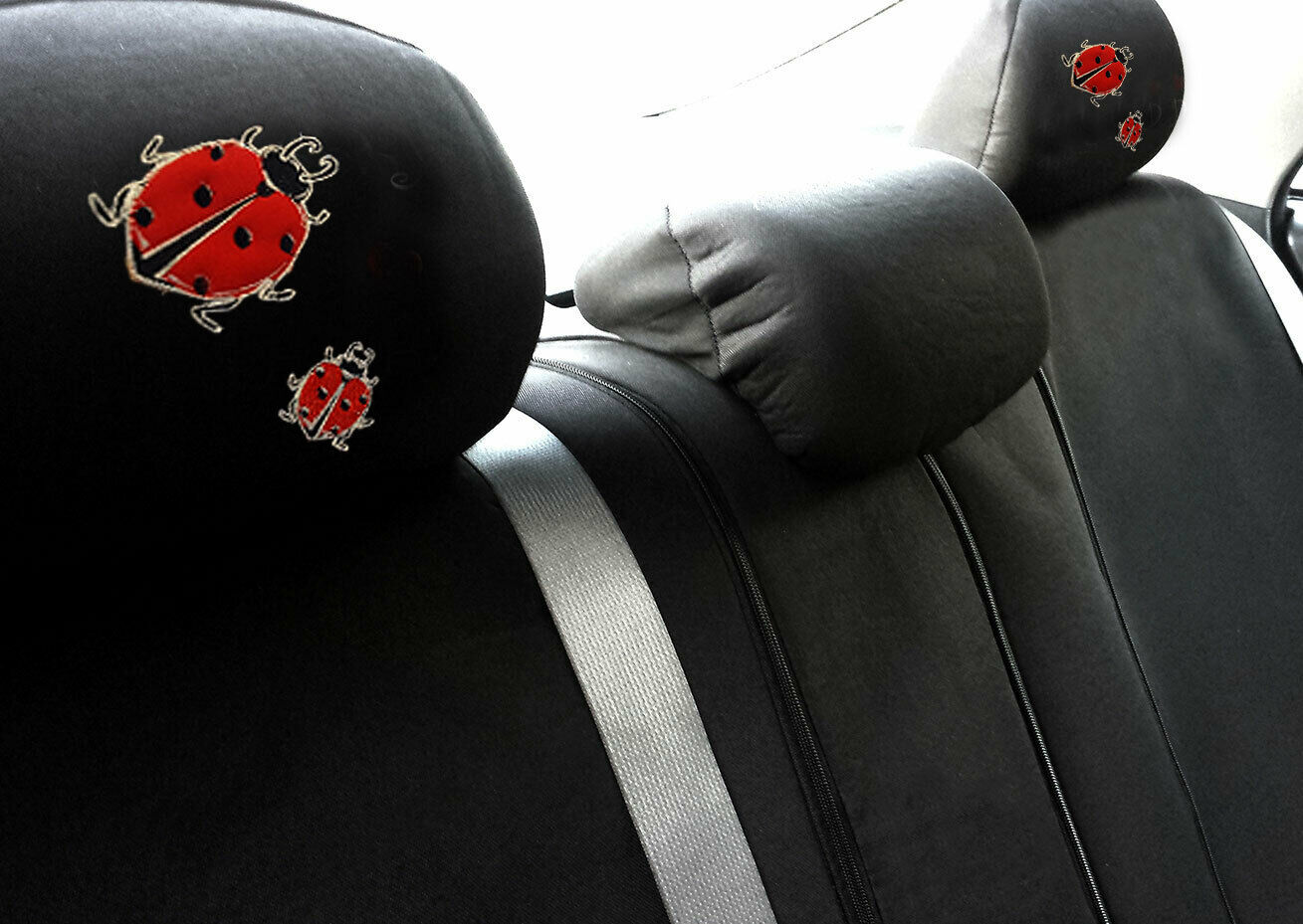 Ladybug Print Car Headrest Cover Protector (4 ct)