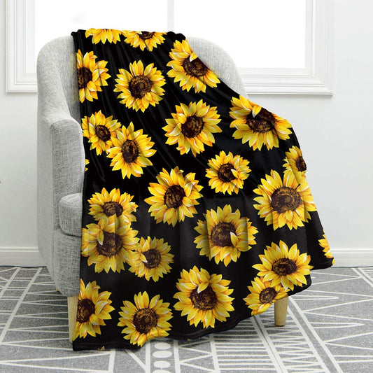 Sunflower Print Throw Blanket (50" x 60" in)