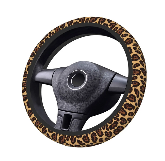 Leopard Print Car Steering Wheel Cover 14-15in