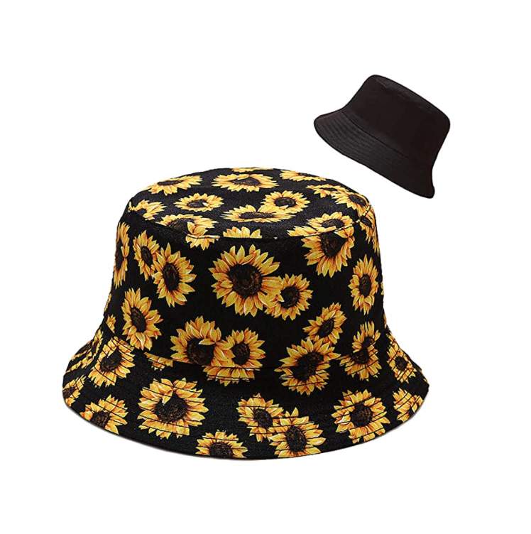 Sunflower Print Reversible Fisherman Bucket Hat