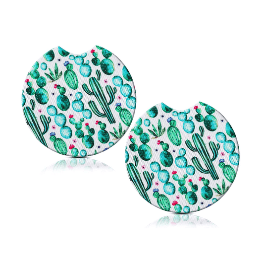 Cactus Print Car Coasters (2 Pack)