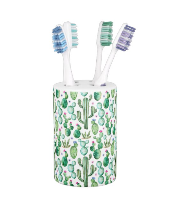 Cactus Print Toothbrush Holder