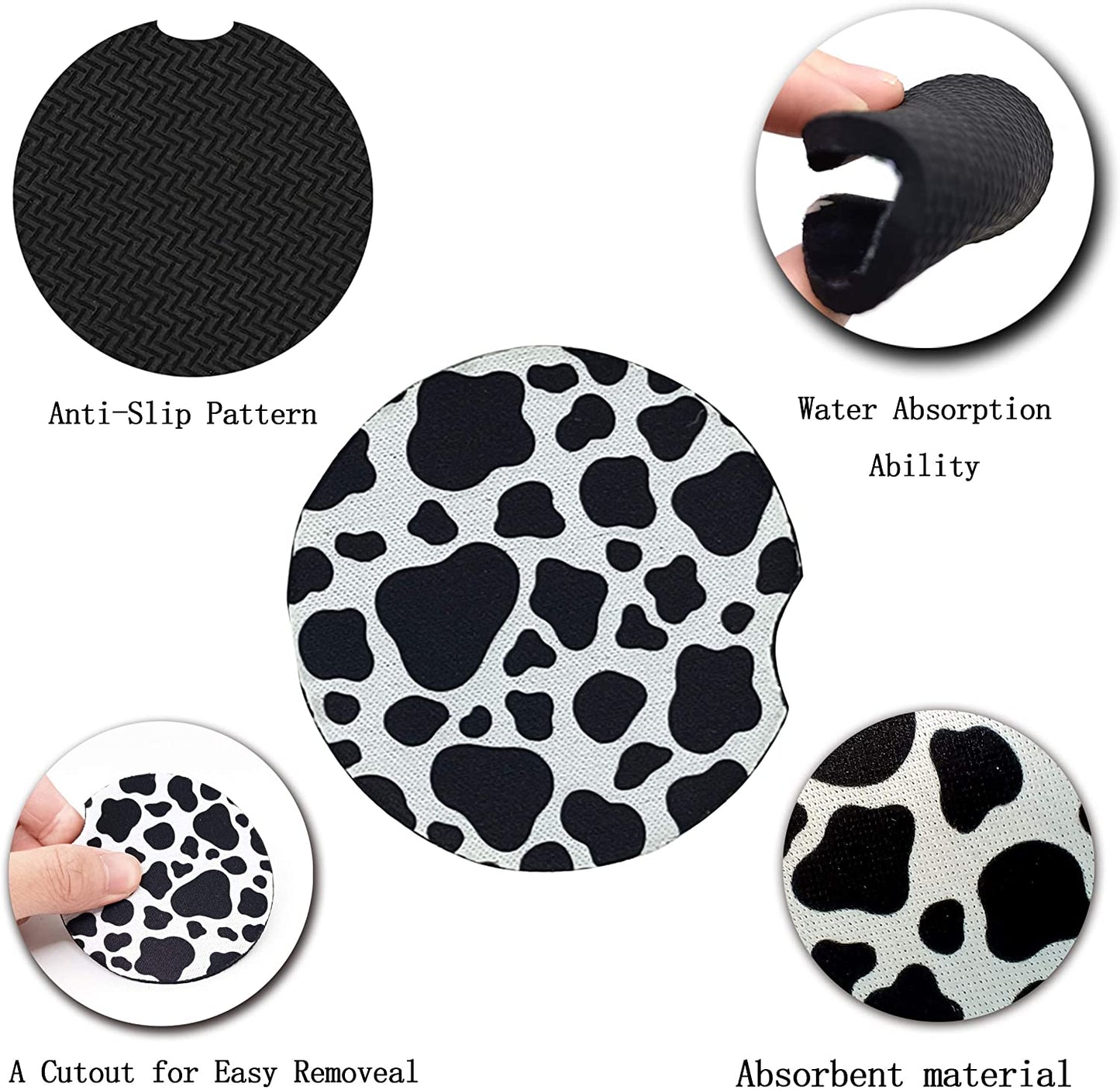 Cow Print Car Coasters (2 ct)