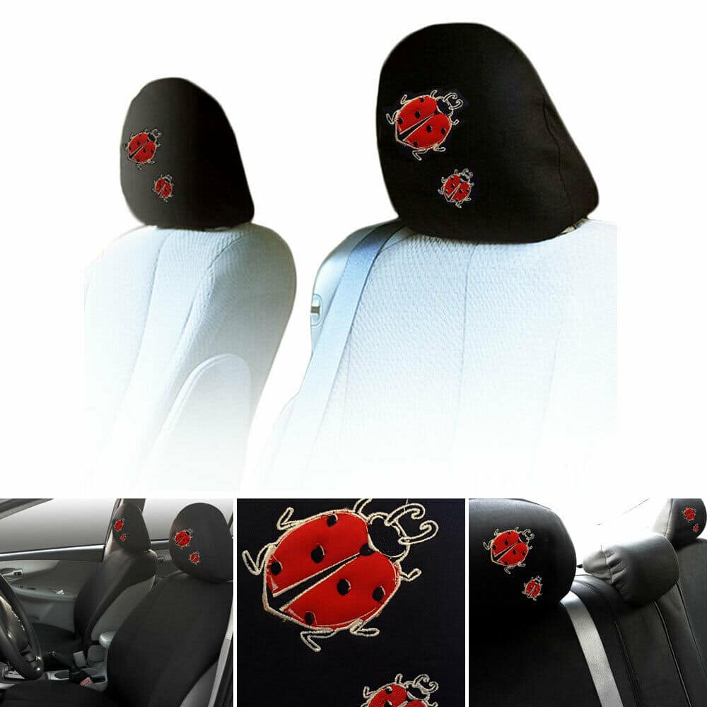 Ladybug Print Car Headrest Cover Protector (4 ct)