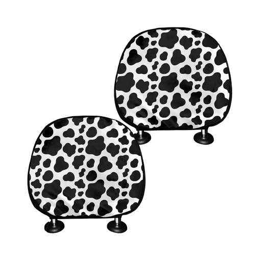 Cow Print Car Headrest Cover Protectors