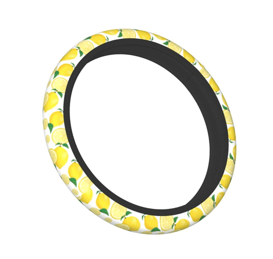 Lemon Print Car Steering Wheel Cover 14-15in