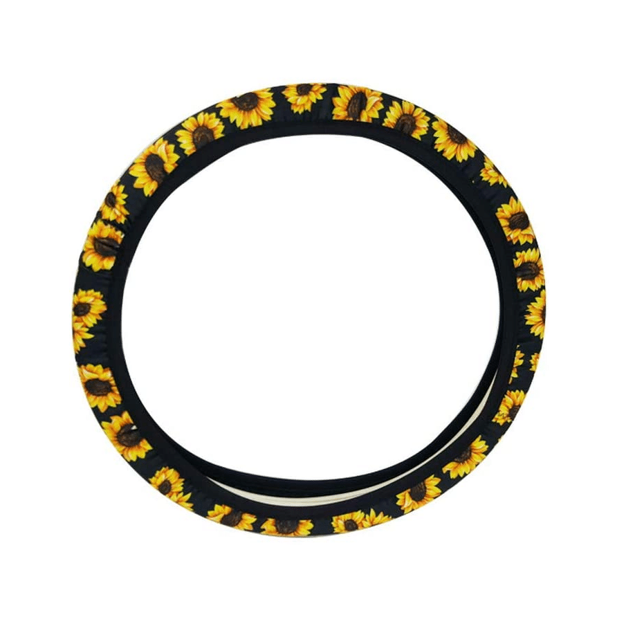 Sunflower Print Car Steering Wheel Cover 14-15in