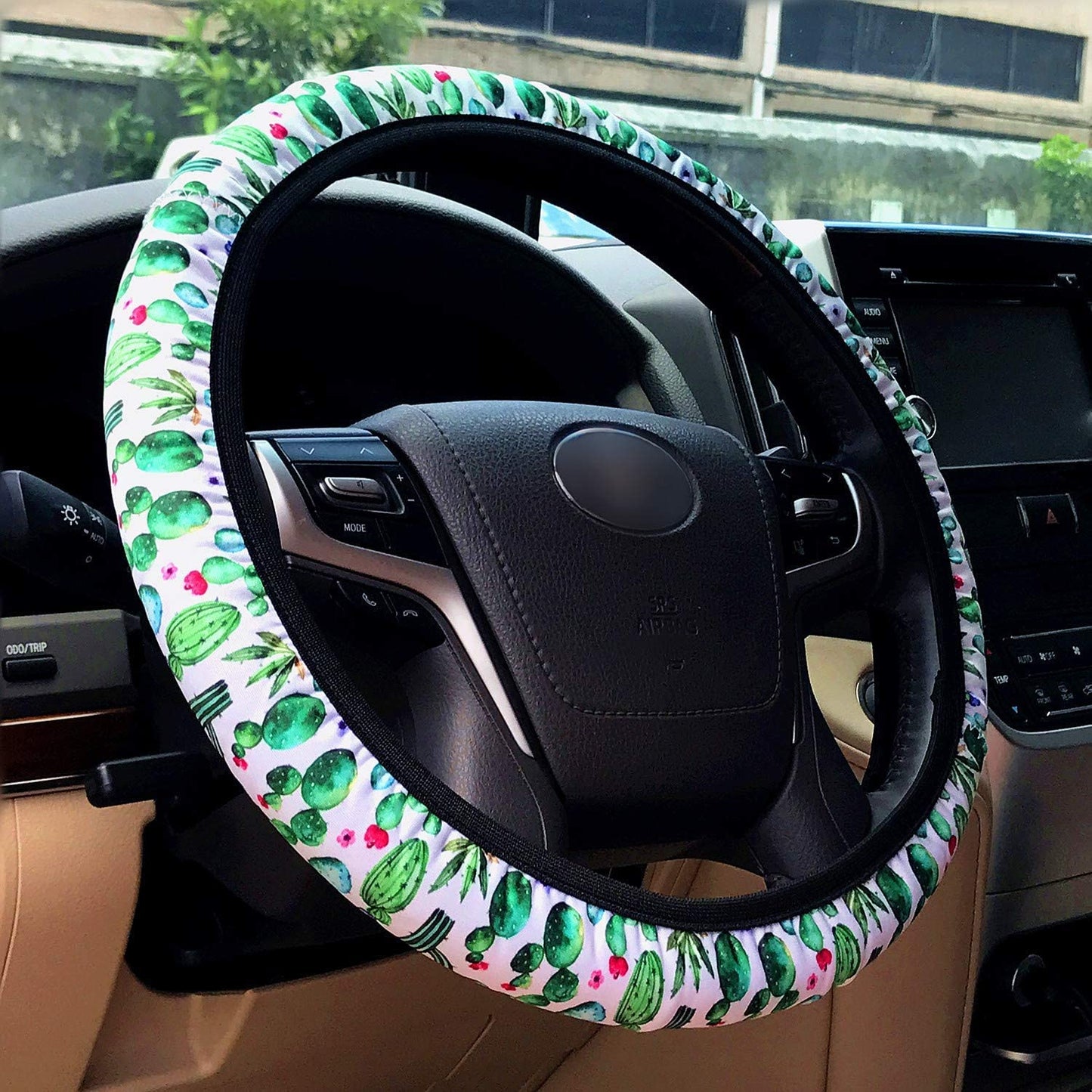 Cactus Print Car Steering Wheel Cover 14-15in