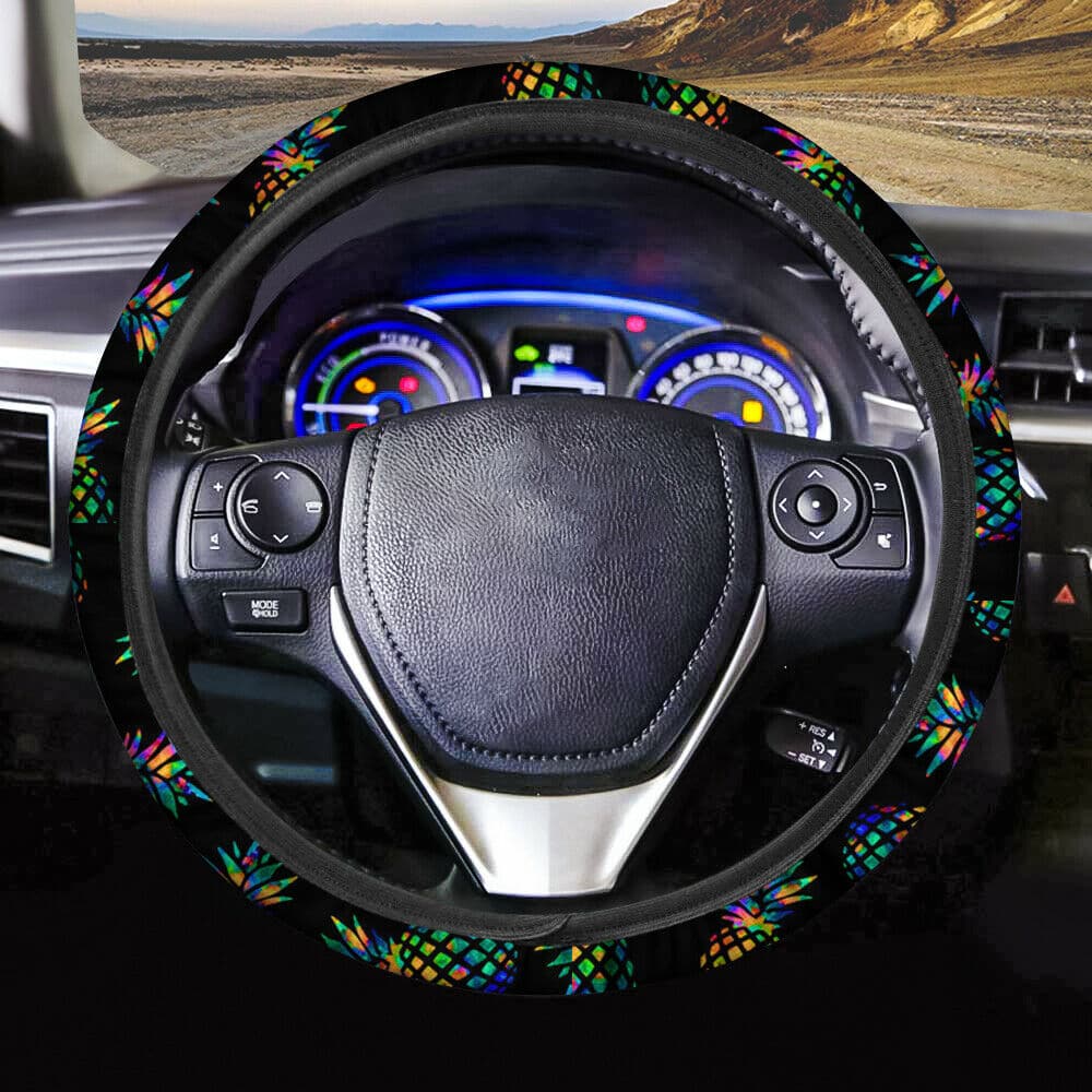 Pineapple Print Car Steering Wheel Cover 14-15in