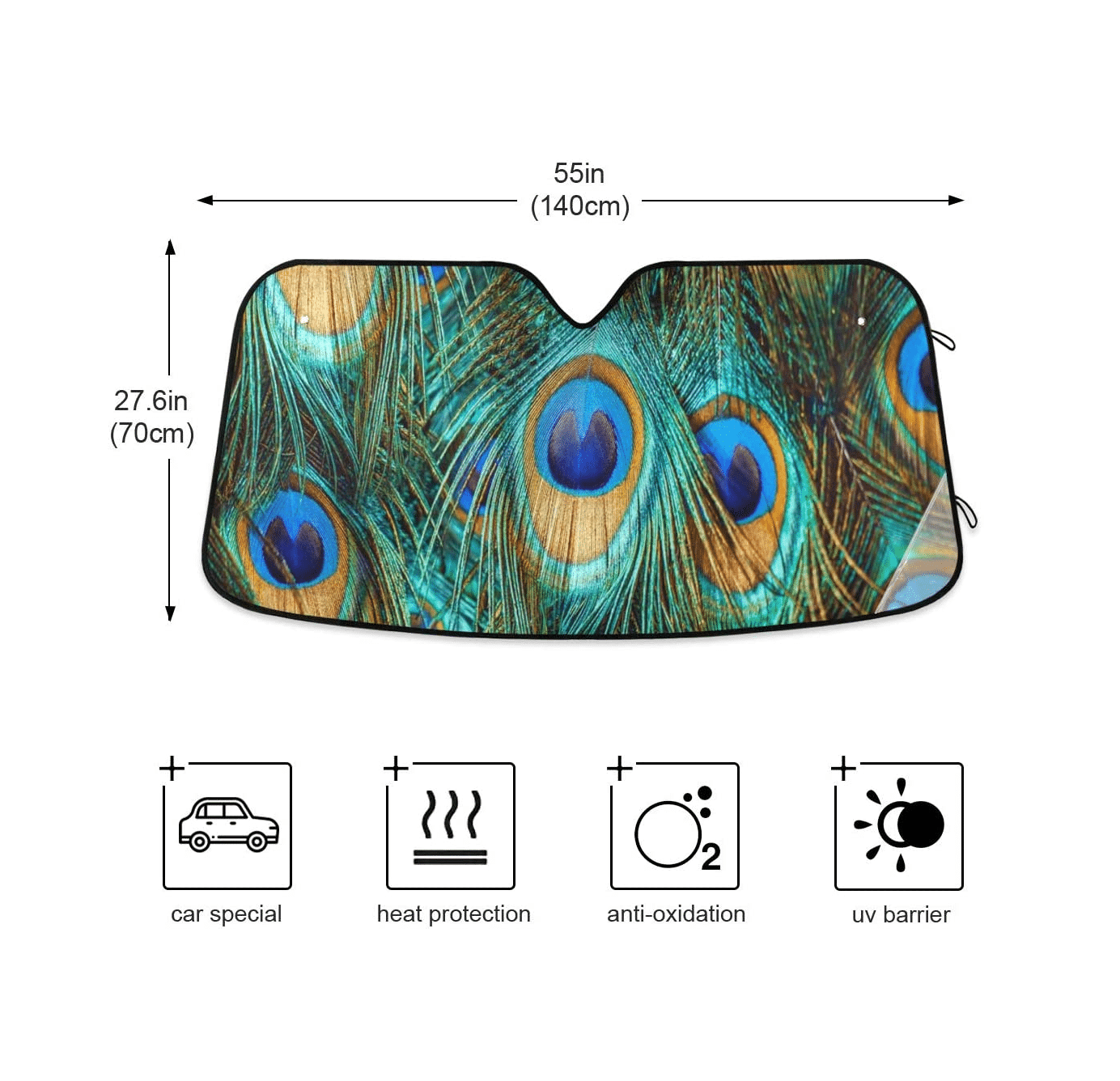 Peacock Print Car Windshield Sun Shade