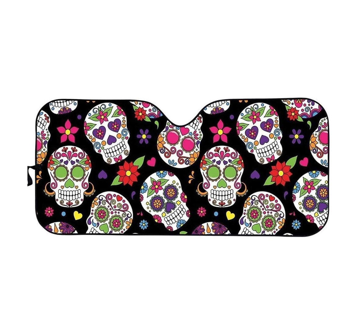 Sugar Skull Print Car Windshield Sun Shade