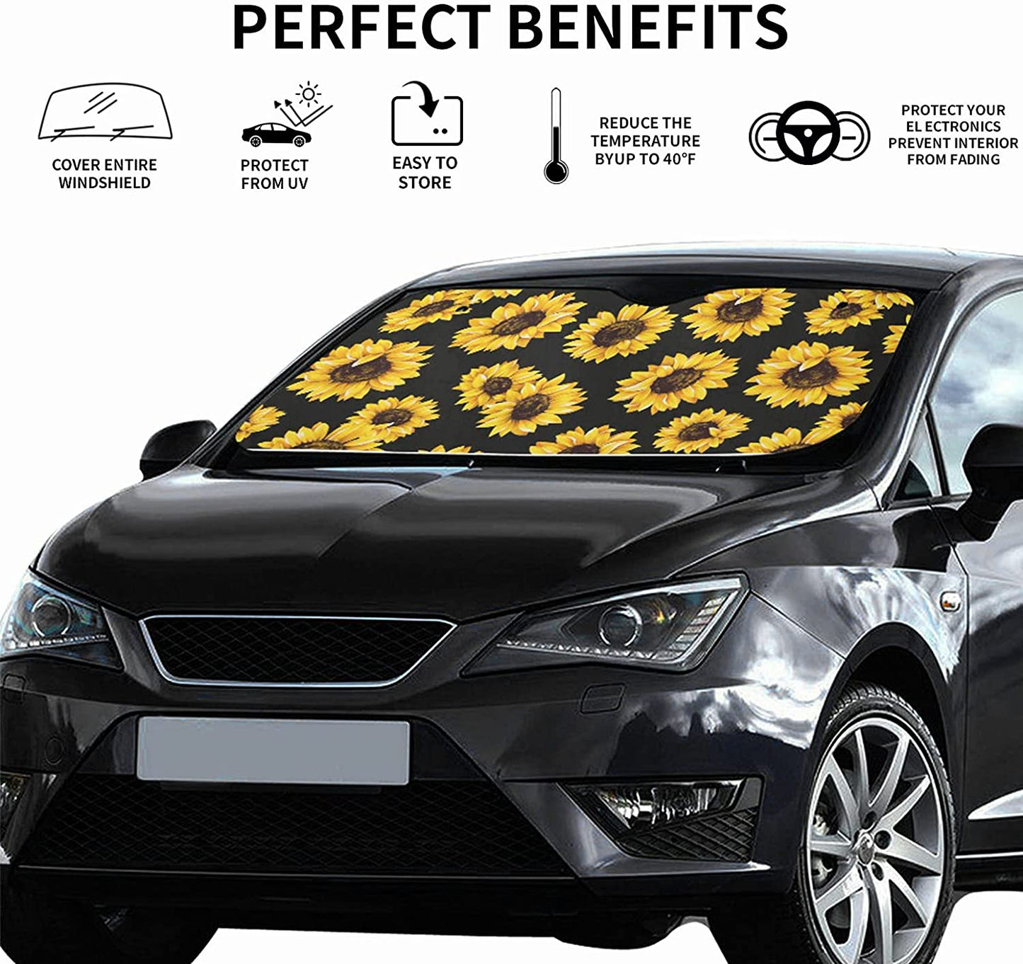 Sunflower Print Car Windshield Sun Shade