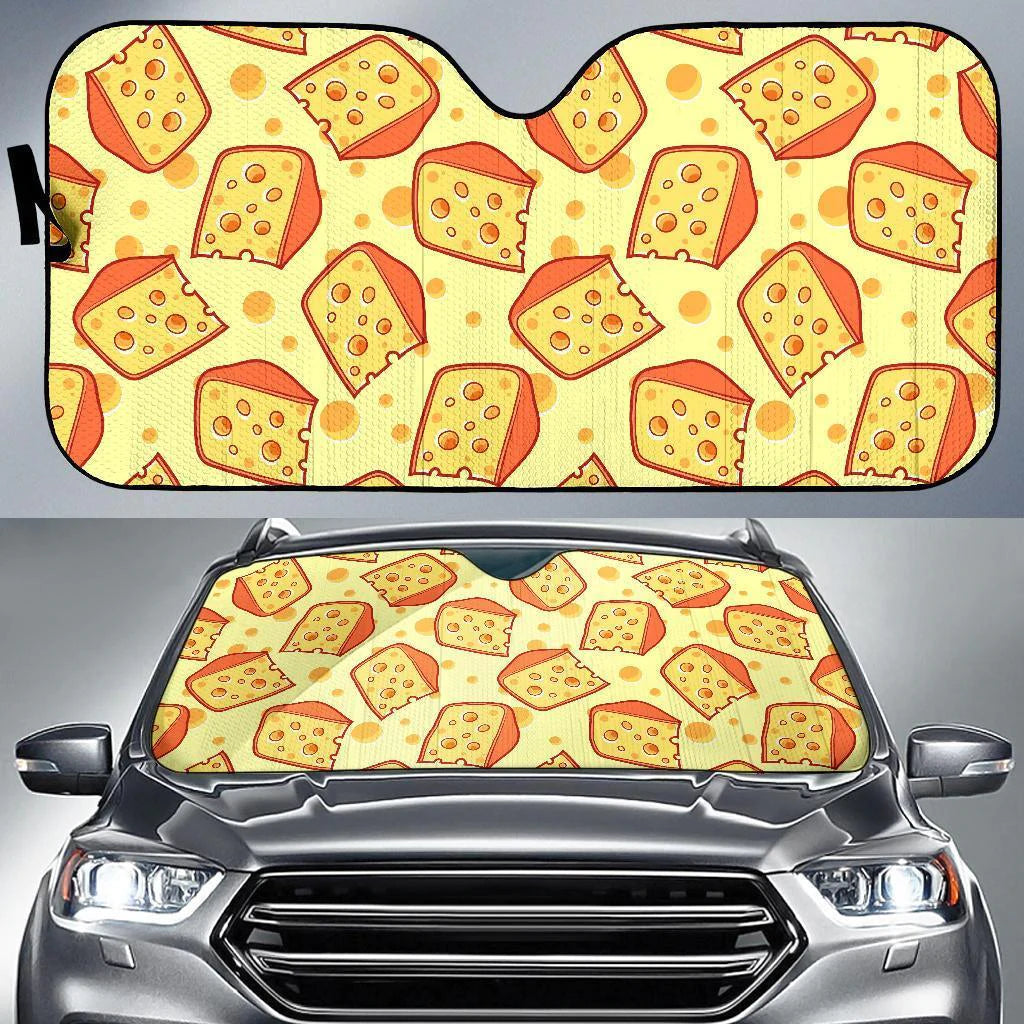 Cheese Print Car Windshield Sun Shade