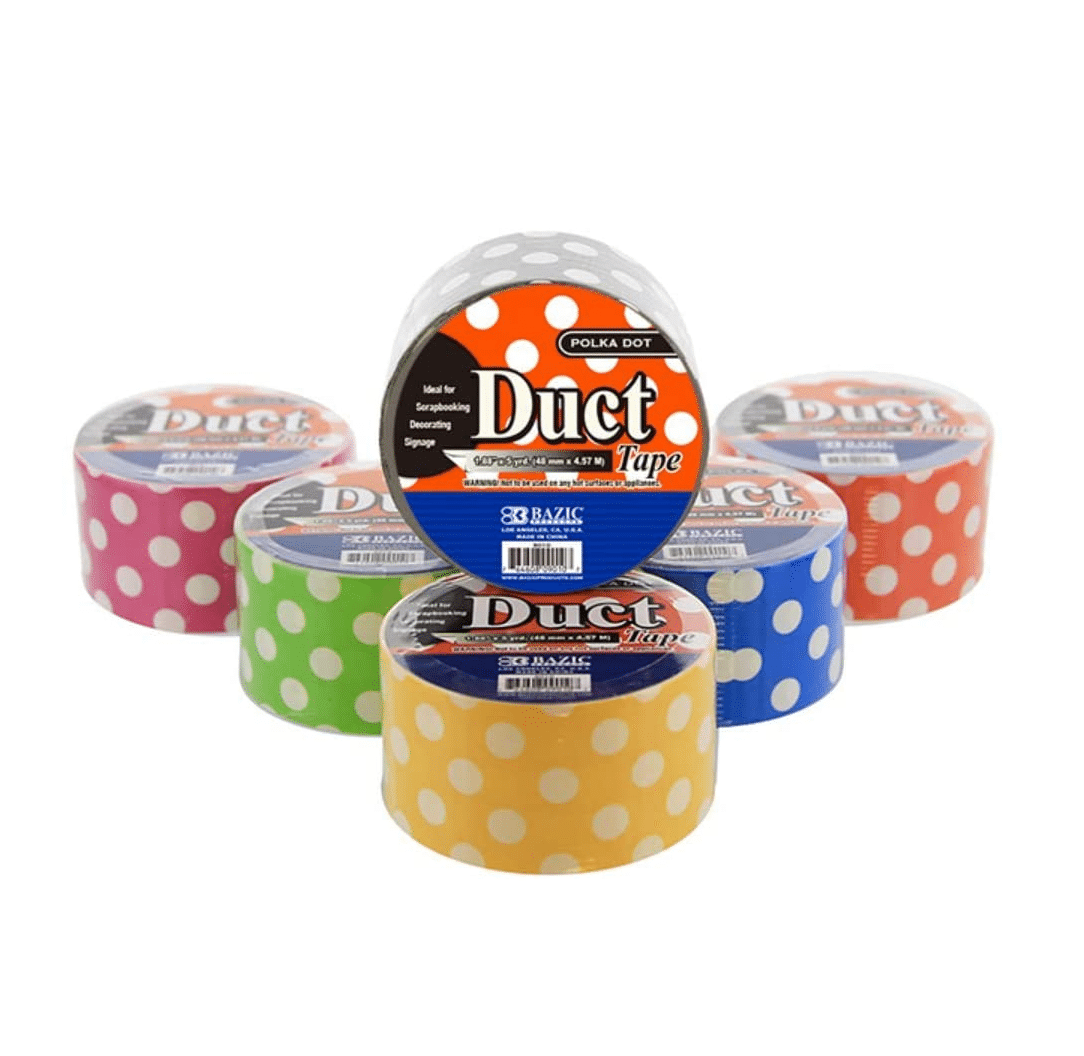 Polka Dot Print Duct Tape (6 pack, 5 yds each)