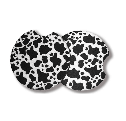 Cow Print Car Coasters (2 ct)