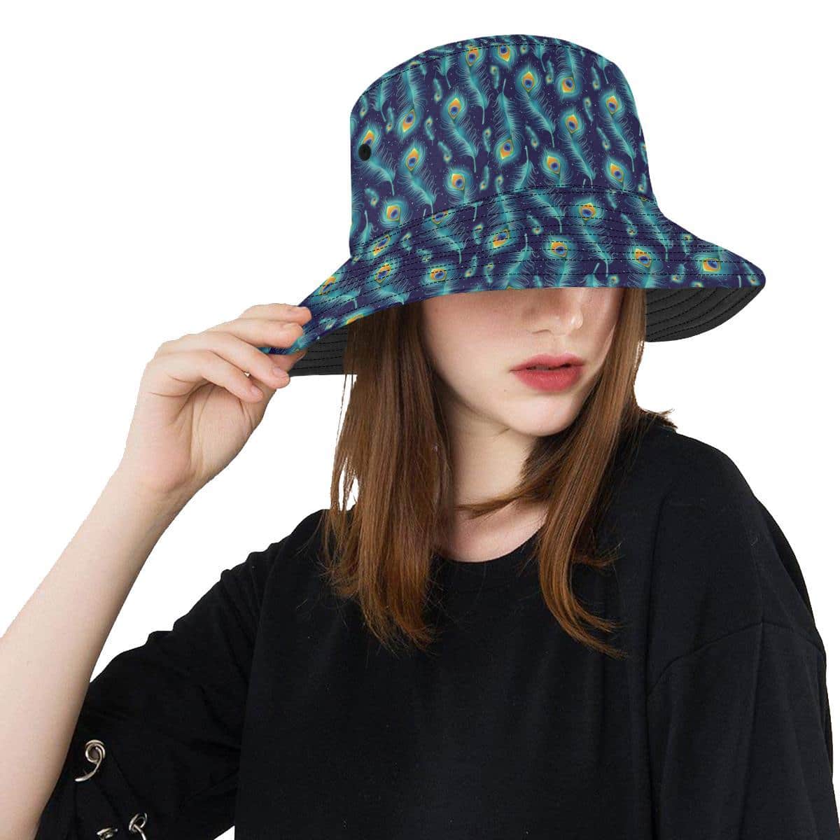 Peacock Print Reversible Fisherman Bucket Hat