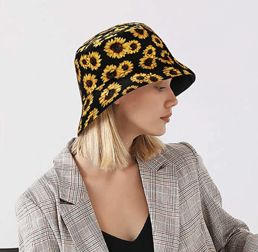 Sunflower Print Reversible Fisherman Bucket Hat