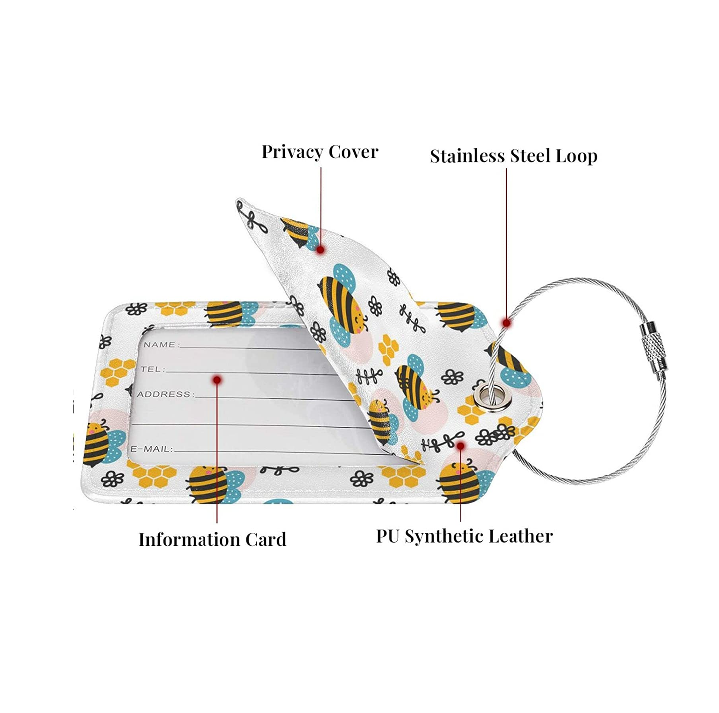 Bee Print Luggage Tag Label