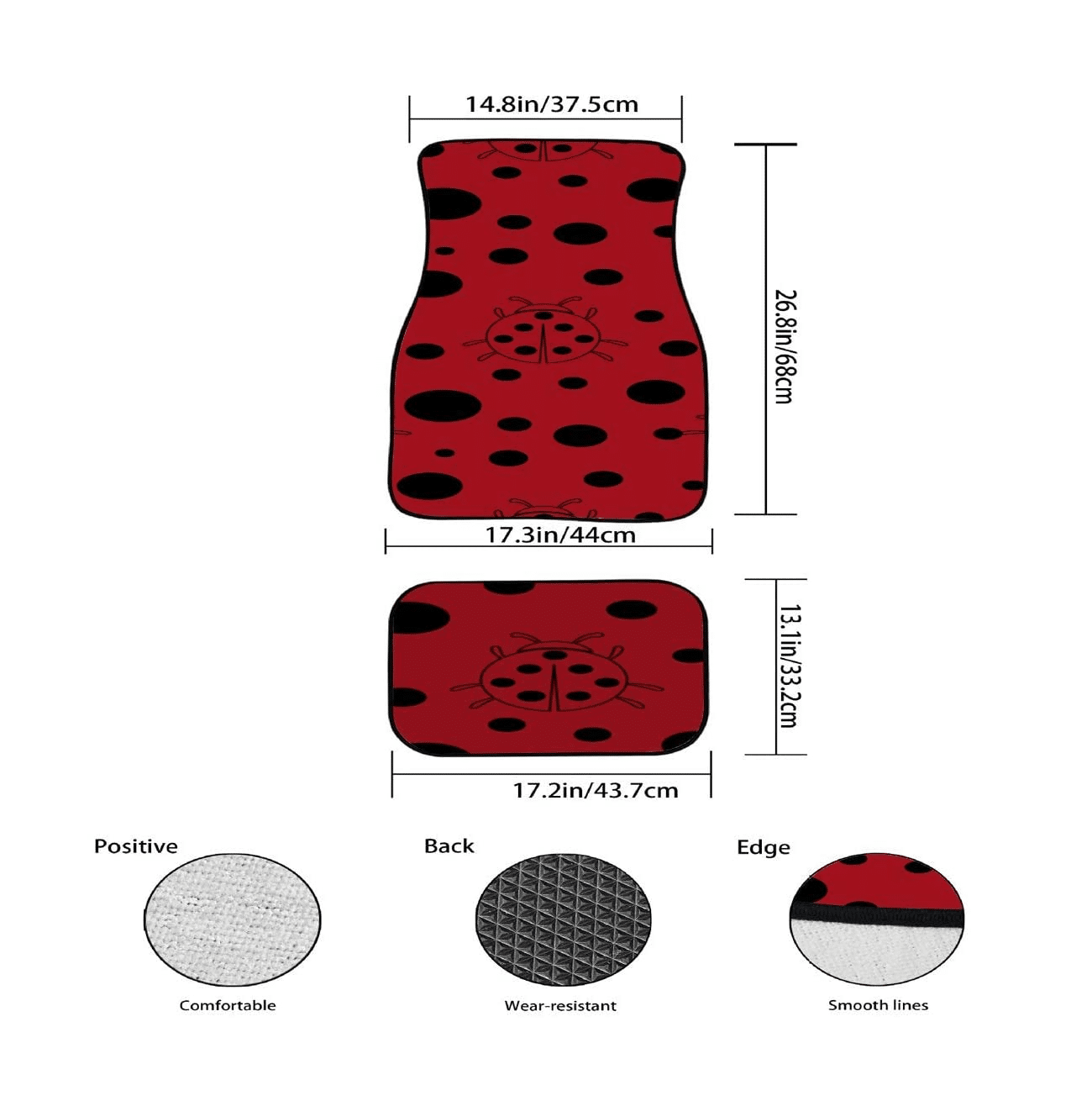 Ladybug Print Car Floor Mats (4 Pack)