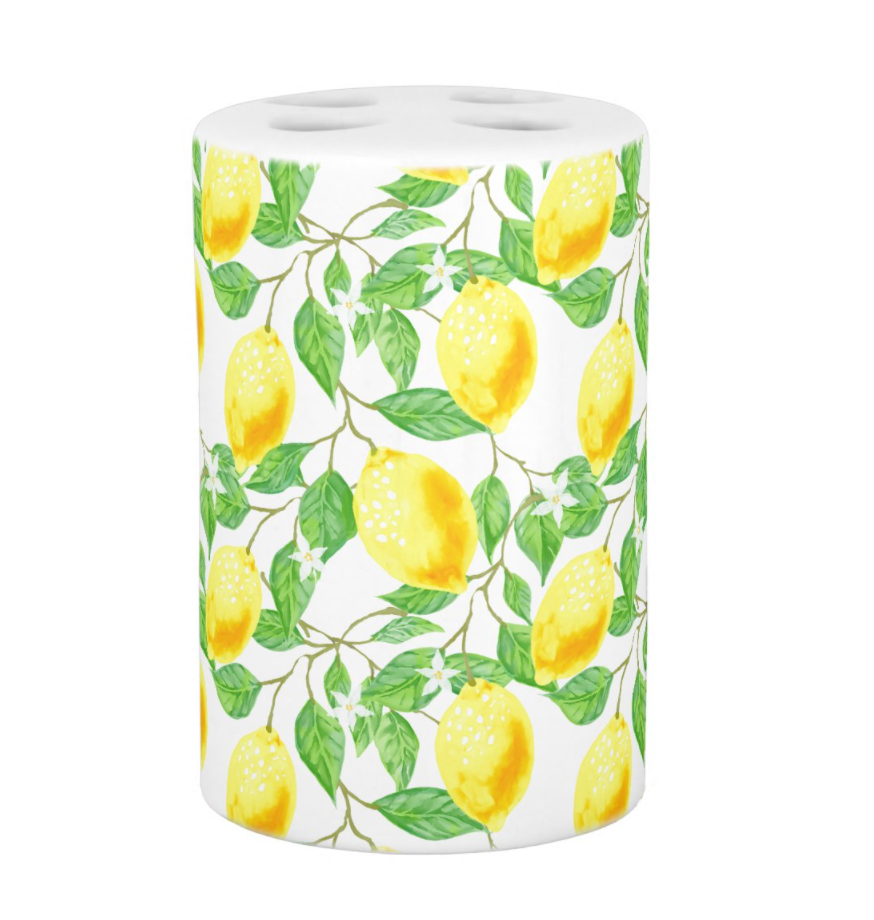 Lemon Print Toothbrush Holder