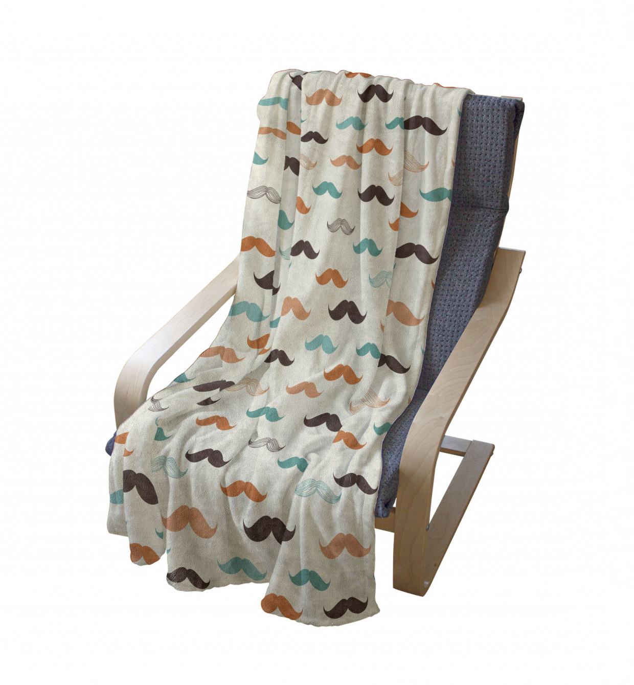 Moustache Print Throw Blanket (50" x 70")