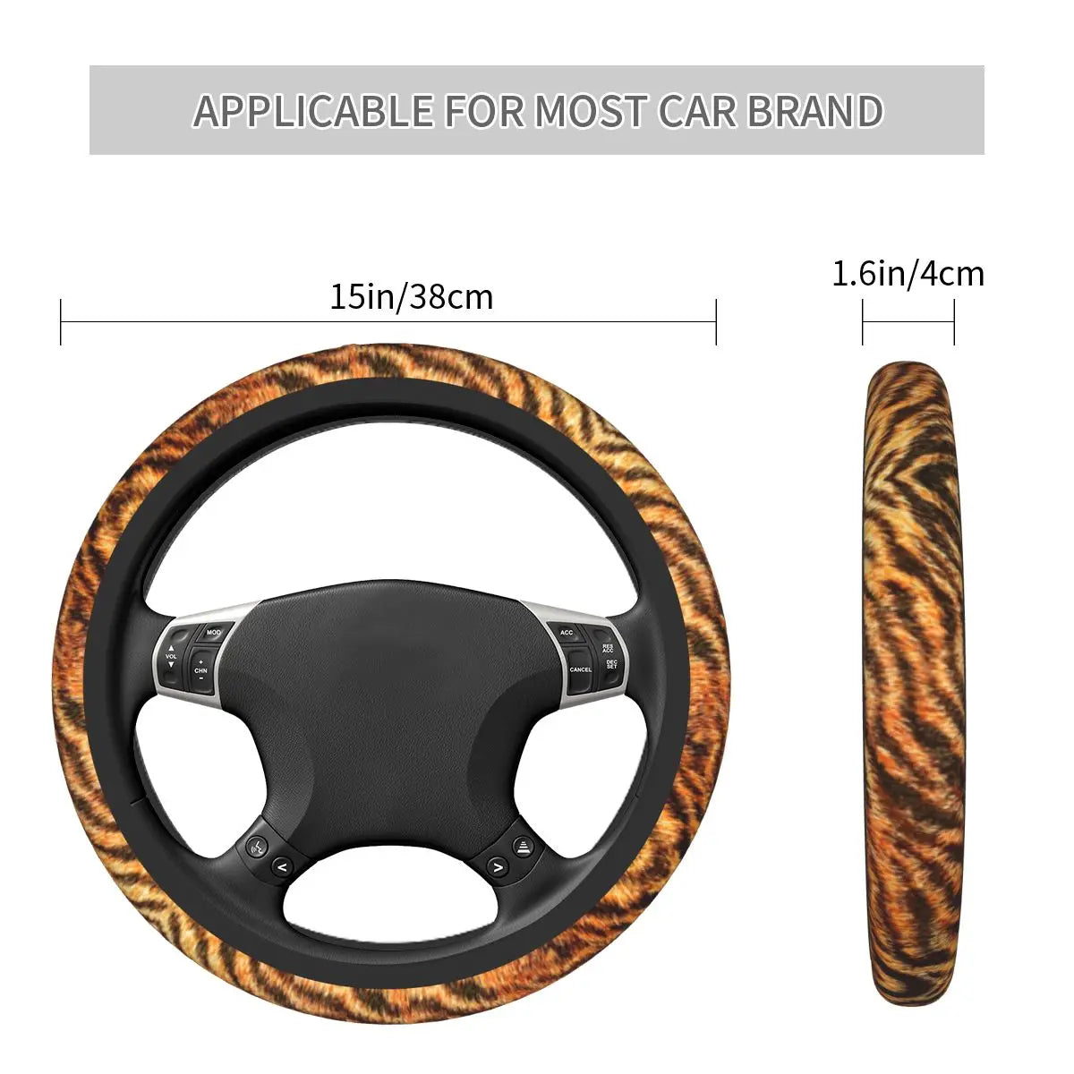 Tiger Print Car Steering Wheel Cover