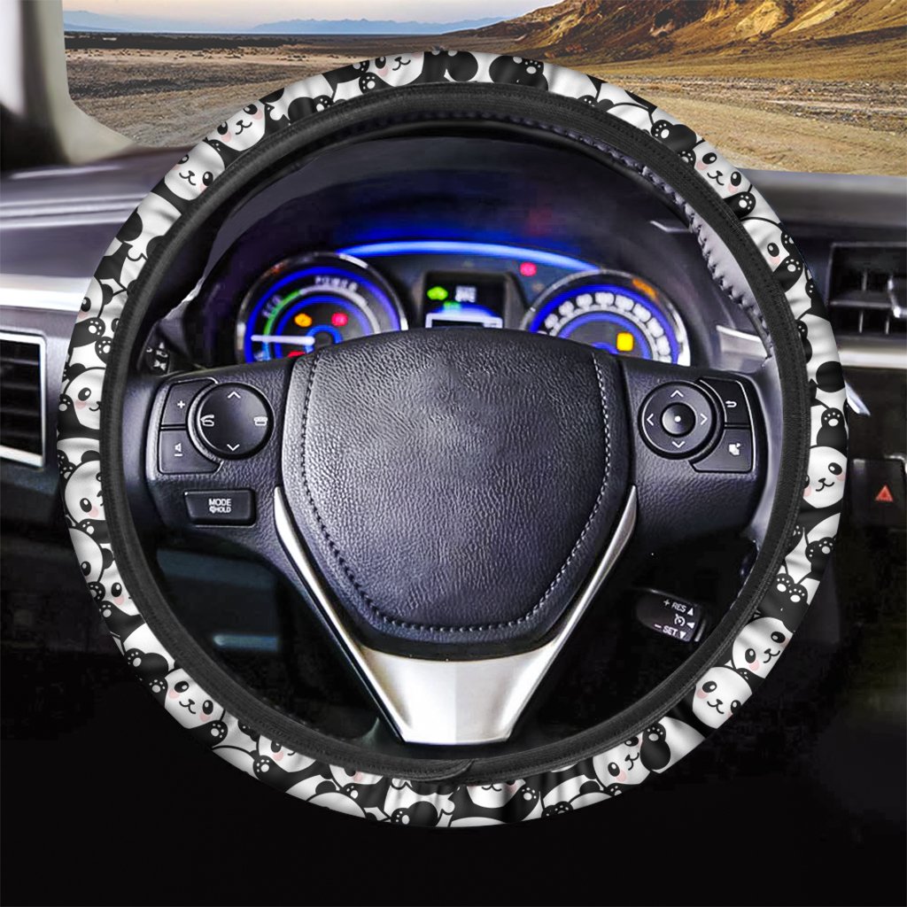 Panda Print Car Steering Wheel Cover 14-15in