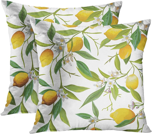 Lemon Print Throw Pillowcase Cover