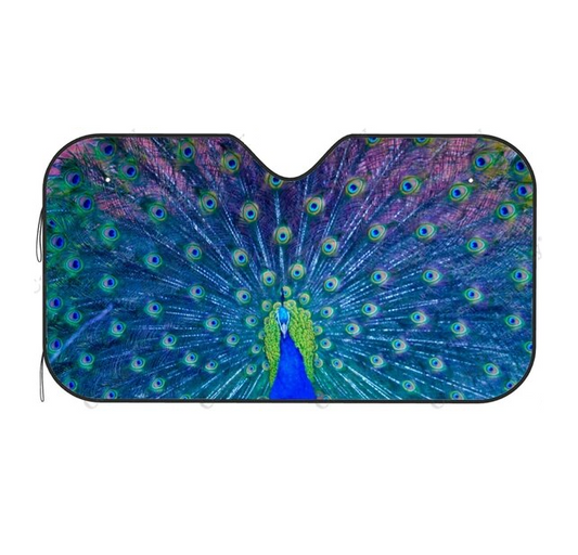 Peacock Print Car Windshield Sun Shade