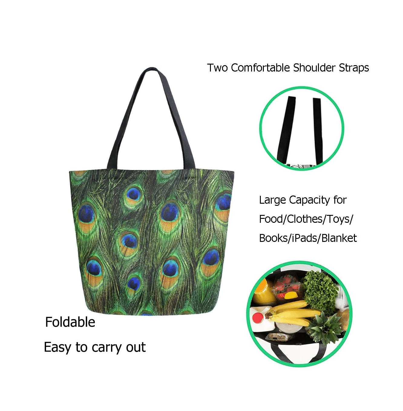 Peacock Print Tote Bag