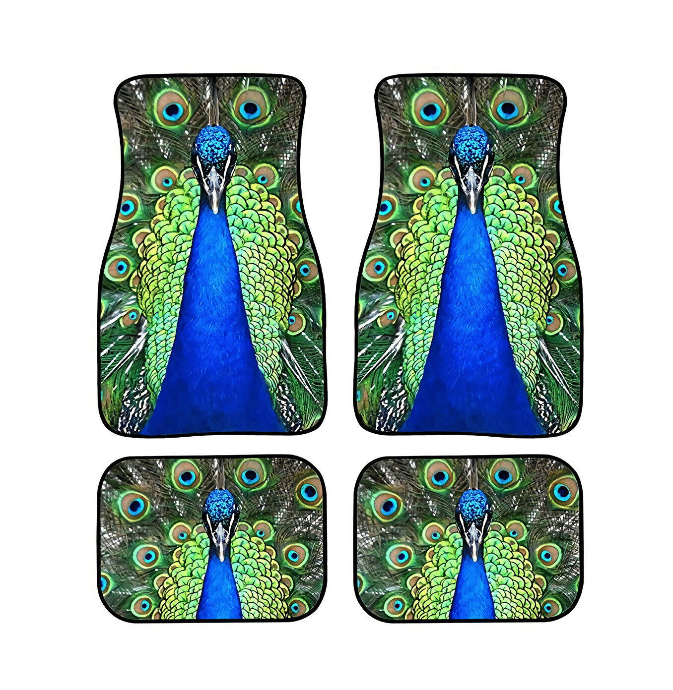 Peacock Print Car Floor Mats (4 Pack)