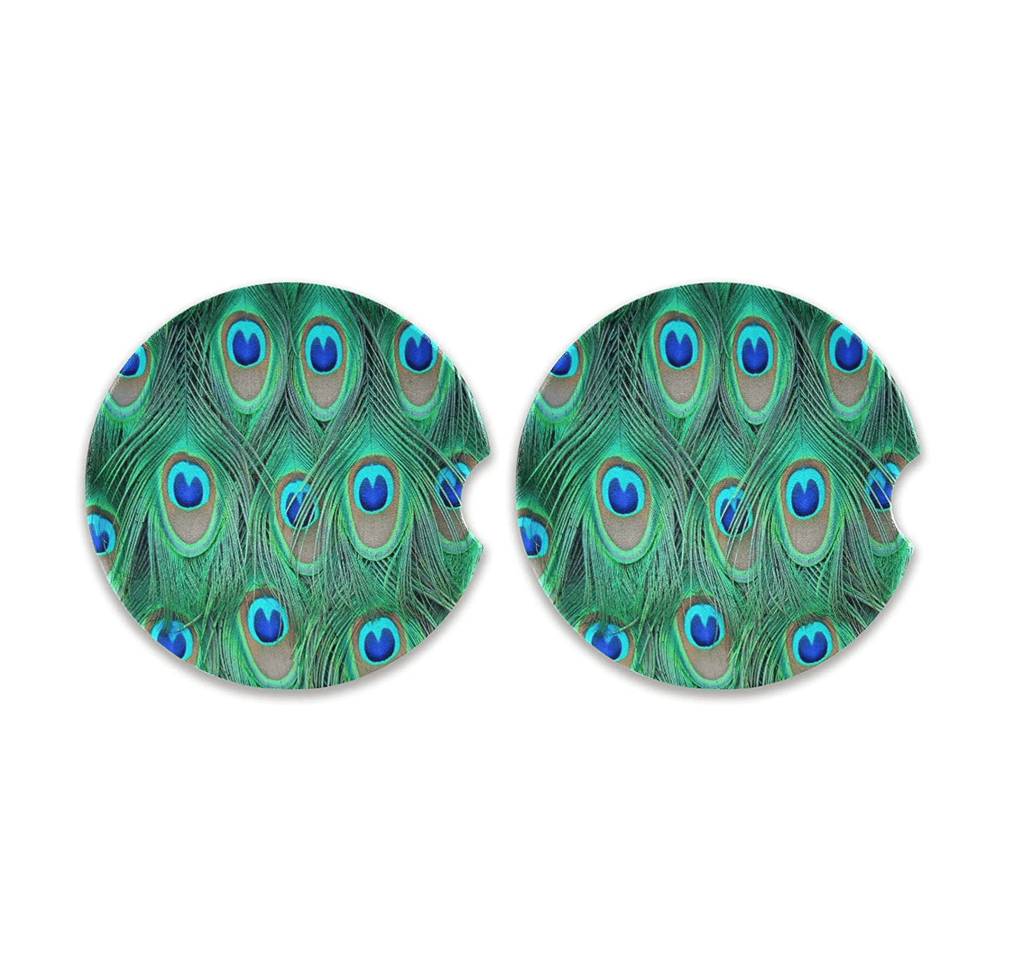 Peacock Print Car Coasters (2 Pack)