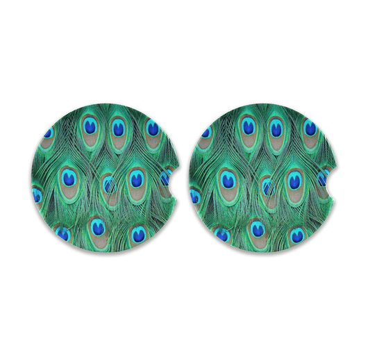 Peacock Print Car Coasters (2 Pack)