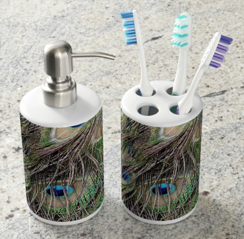 Peacock Print Soap Dispenser