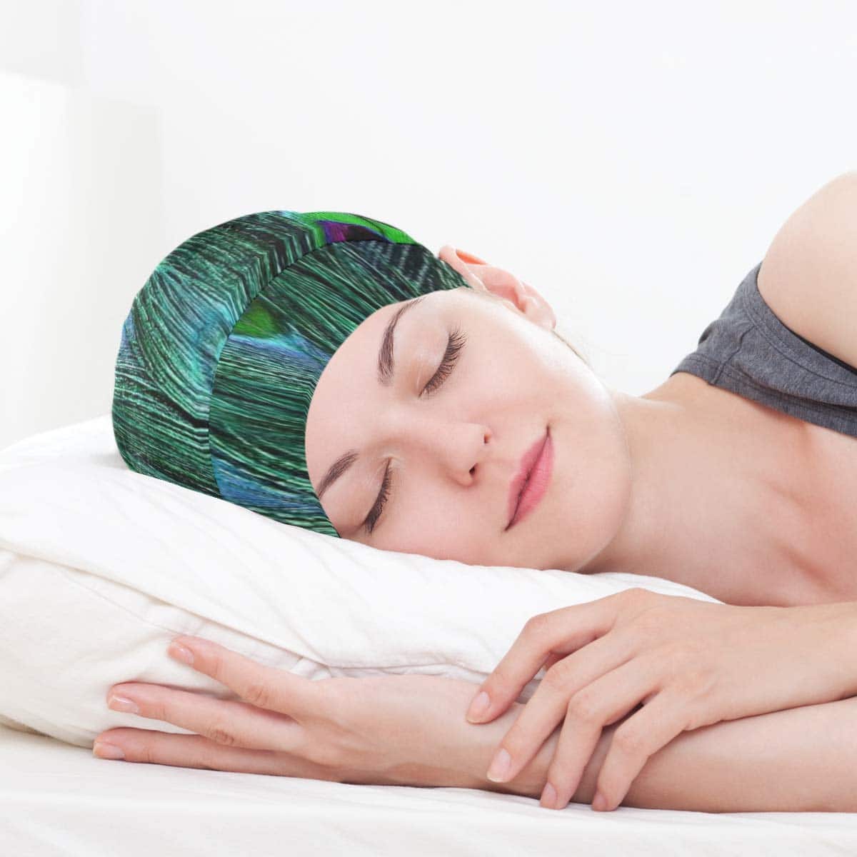 Peacock Print Sleeping Caps