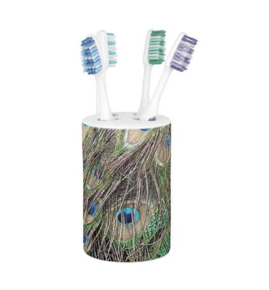 Peacock Print Toothbrush Holder