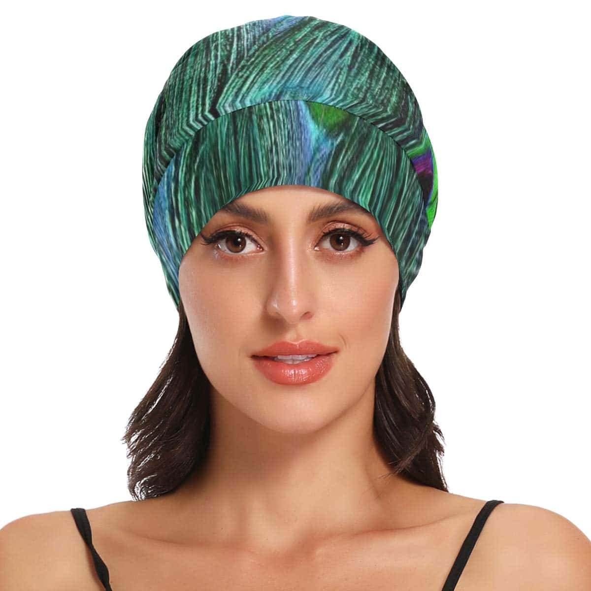 Peacock Print Sleeping Caps