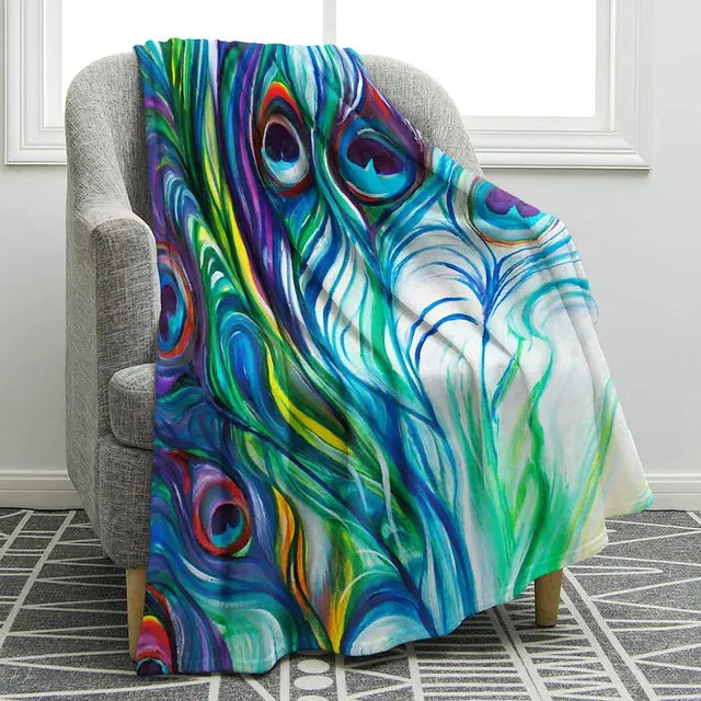 Peacock Print Throw Blanket (50"x60")