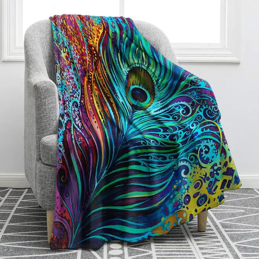 Peacock Print Throw Blanket (50"x60")