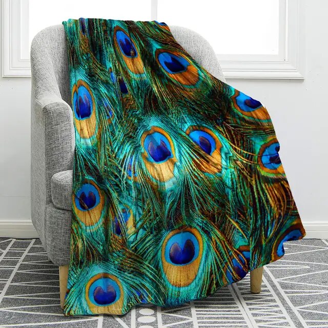 Peacock Print Throw Blanket (50"x60")