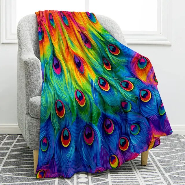 Peacock Print Throw Blanket (50"x60")