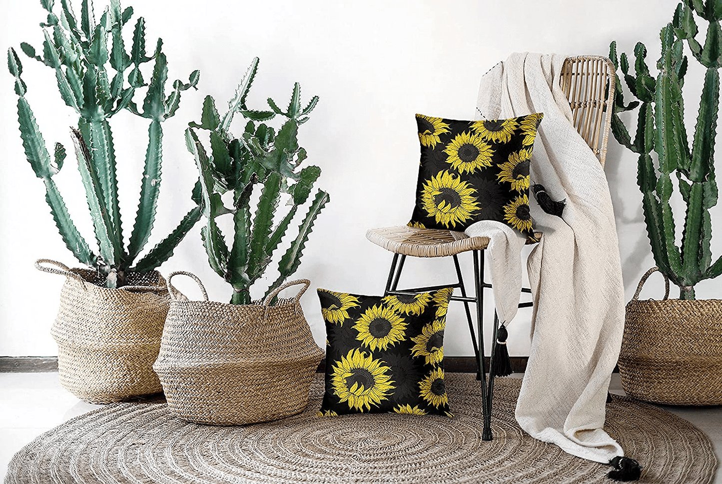 Sunflower Print Throw Pillowcase Covers (2 Pack)