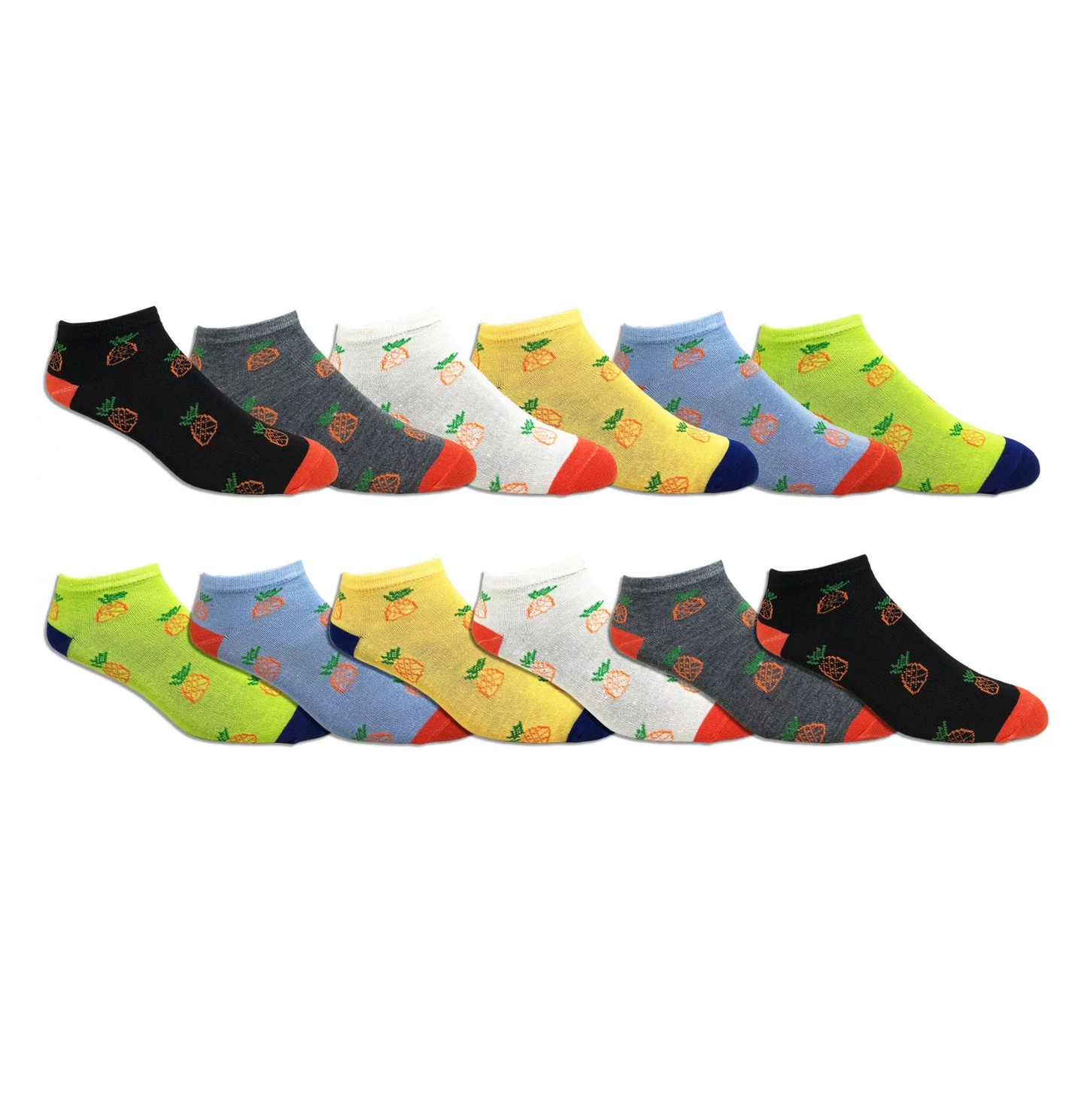 Pineapple Pattern Ankle Socks (12 ct)