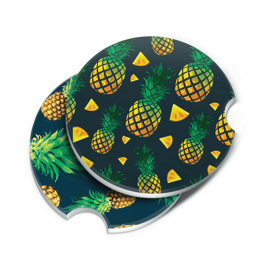 Pineapple Print Car Coasters (2 Pack)