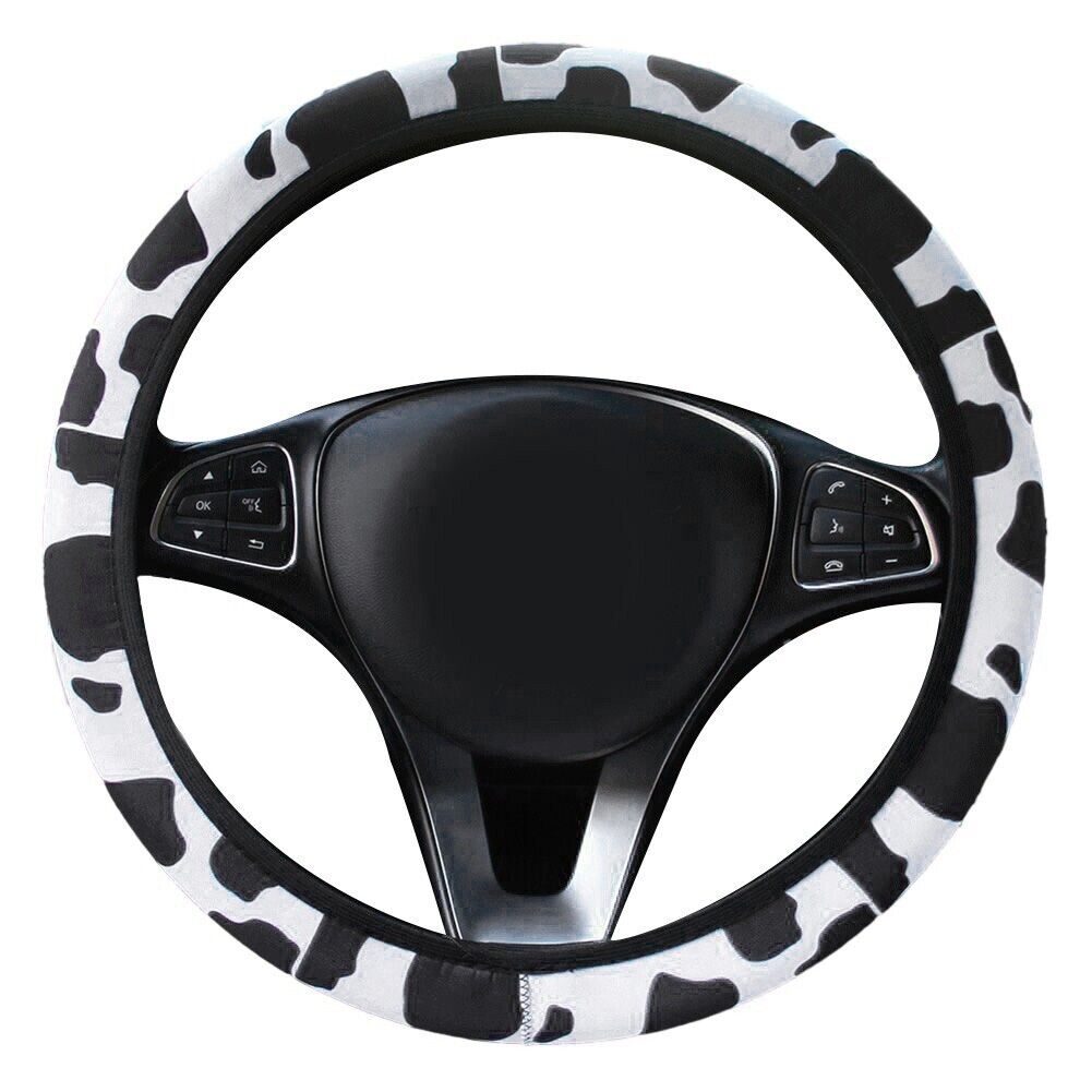 Cow Print Car Steering Wheel Cover 14-15in