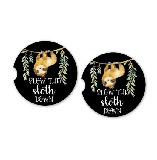 Sloth Print Car Coasters (2 Pack)