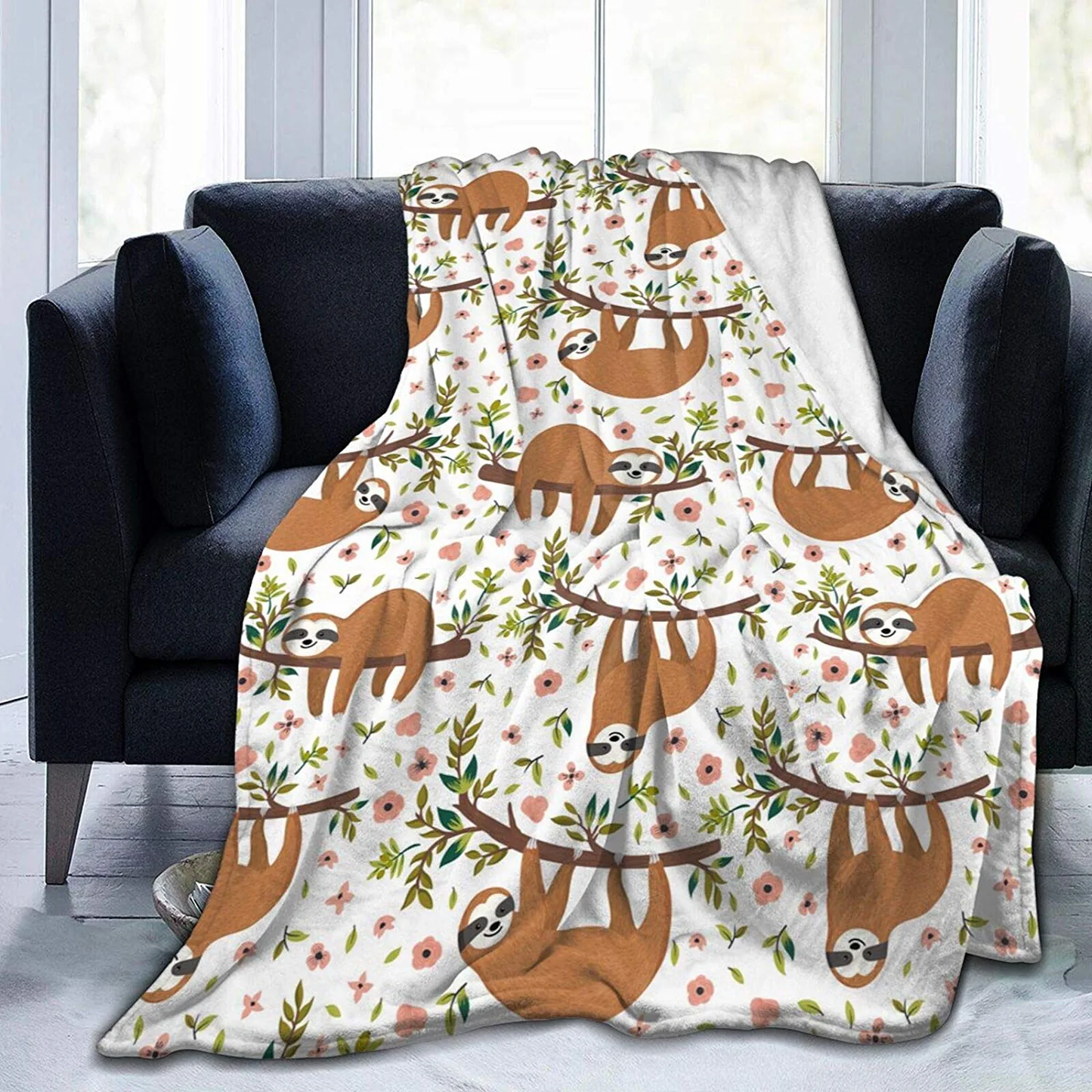 Sloth Print Throw Blanket (50" x 60" in)