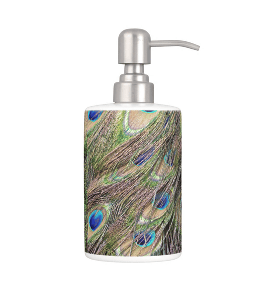 Peacock Print Soap Dispenser