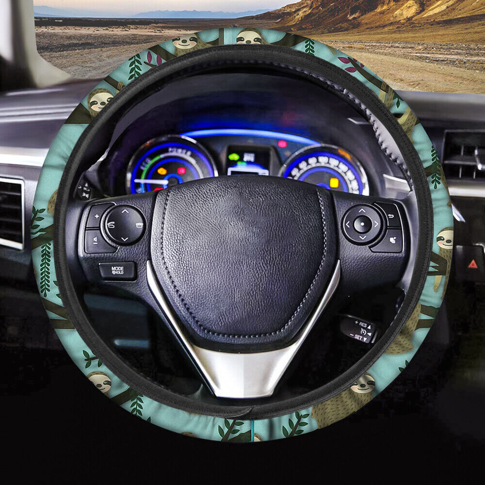 Sloth Print Car Steering Wheel Cover 14-15in