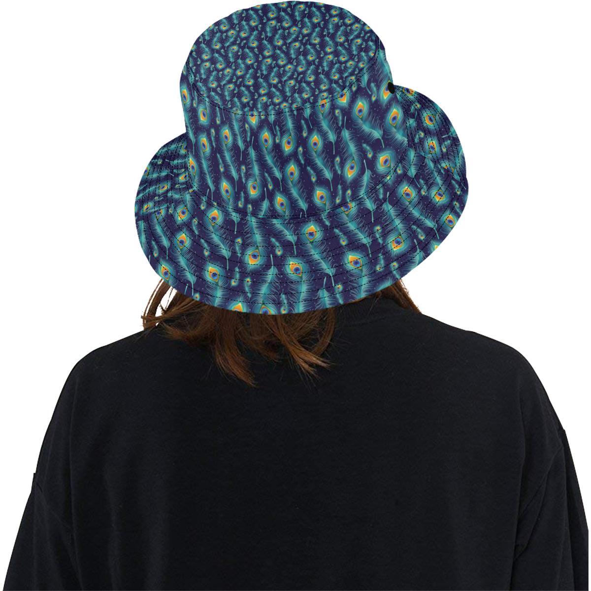 Peacock Print Reversible Fisherman Bucket Hat